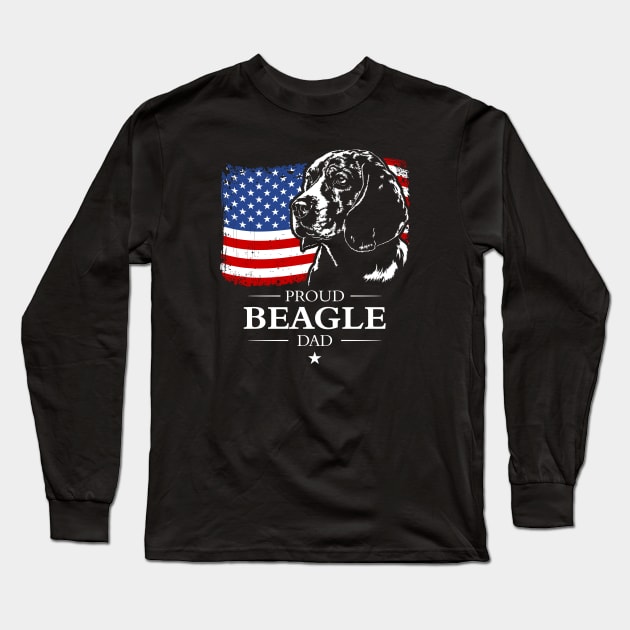 Proud Beagle Dad American Flag patriotic dog Long Sleeve T-Shirt by wilsigns